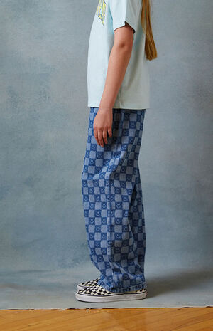Smiley Checker Baggy Jeans image number 4