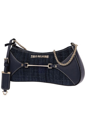 Top Zip Dark Denim Shoulder Bag image number 3