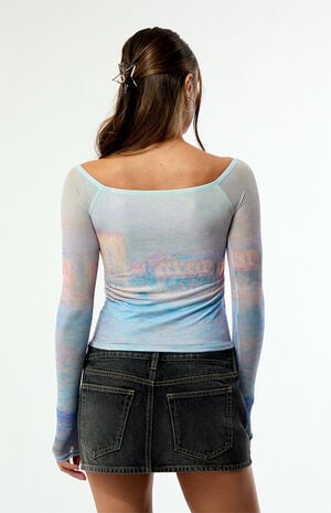 x Pacsun Claude Monet Off-The-Shoulder Long Sleeve Top image number 5