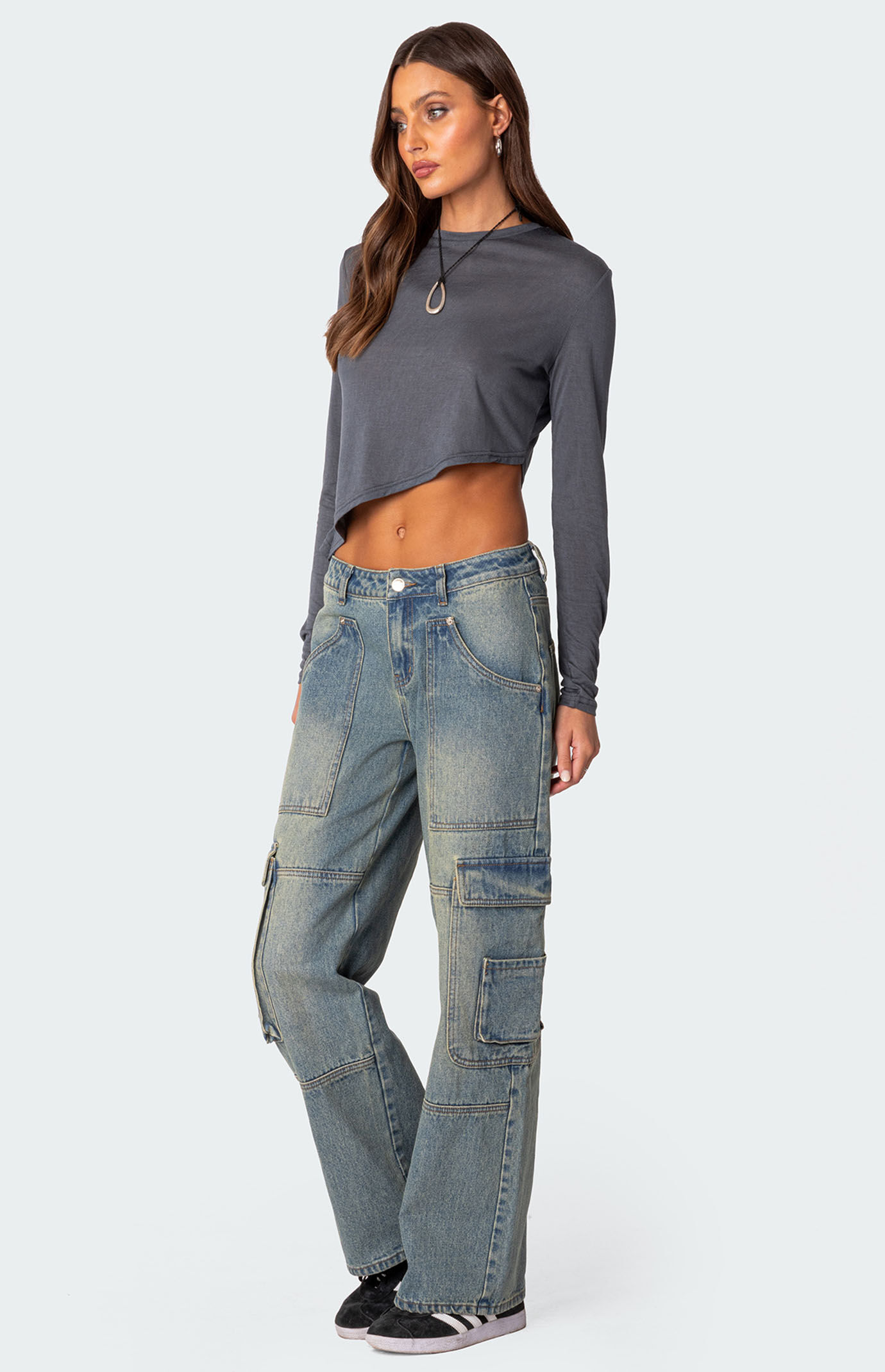 Edikted Asymmetric Long Sleeve T-Shirt