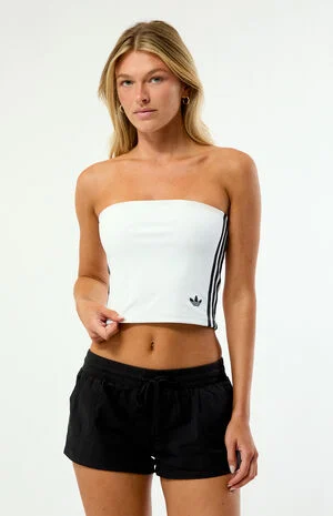White 3-Stripes Tube Top image number 1