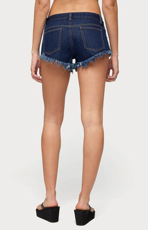 Studded and Distressed Low Rise Denim Shorts image number 3