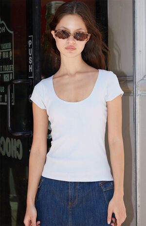 Light Blue Leslie Scalloped Top image number 2