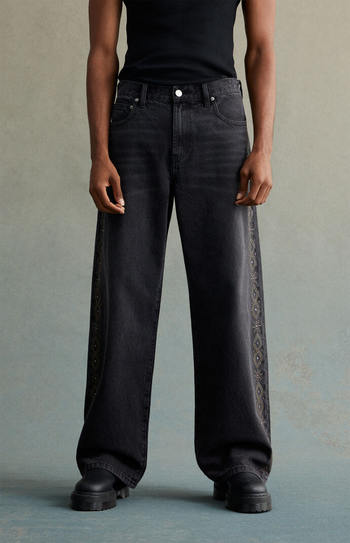 RARE DNM EDIT Black Studded Extreme Baggy Jeans | PacSun