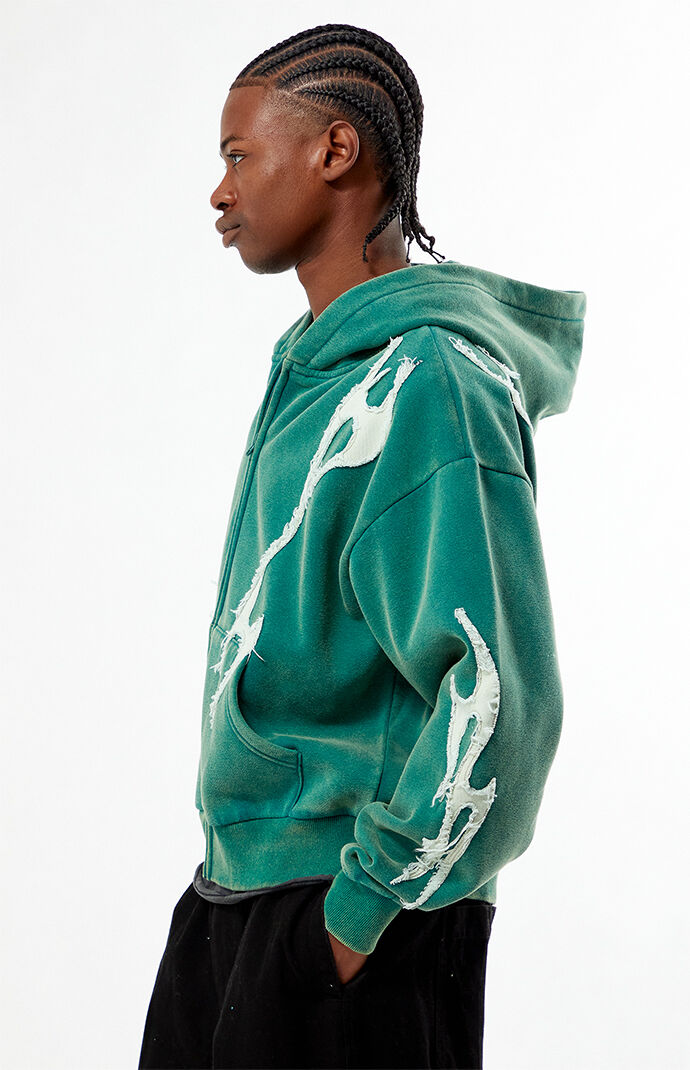 Pacsun Abstract Raw Applique Cropped Full Zip Hoodie | Pacsun