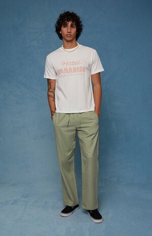 Olive Straight Leg Linen Pants image number 1