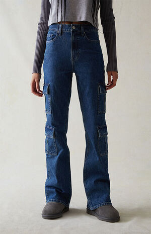Eco Stretch Dark Indigo High Waisted Bootcut Jeans image number 3