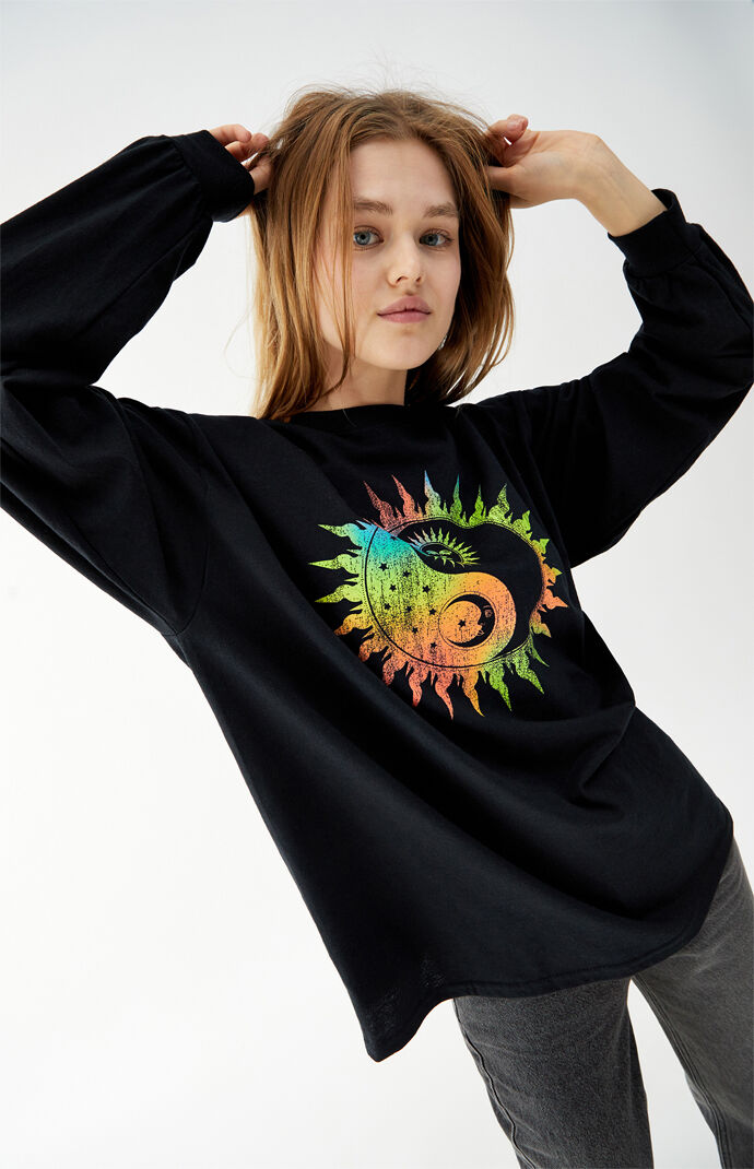Neon Yin & Yang Sun Long Sleeve T-Shirt