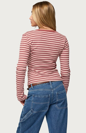 Roma Striped Henley Top image number 3