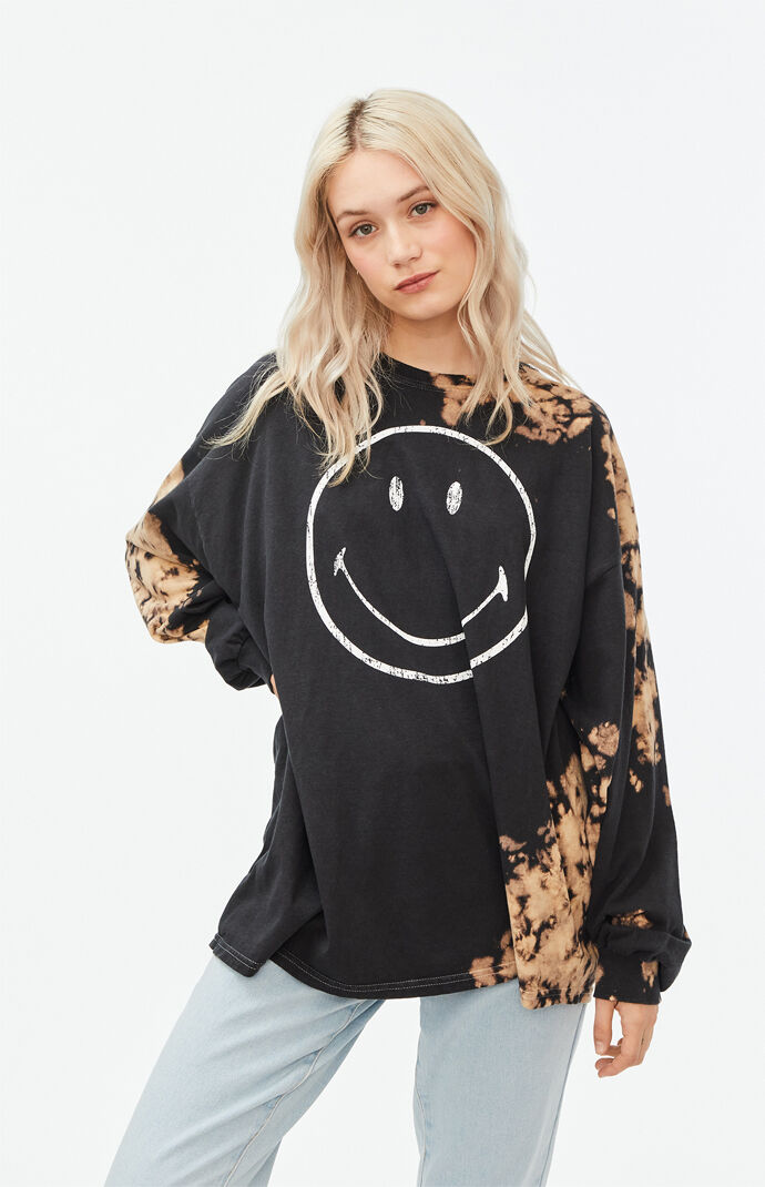 x Smiley Distressed Oversized Long Sleeve T-Shirt