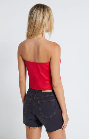 Tie Front Strapless Top image number 4