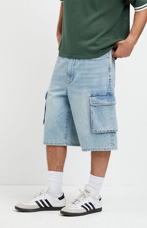 Austin Extreme Baggy Jean Shorts Cargo Light Blue image number 3