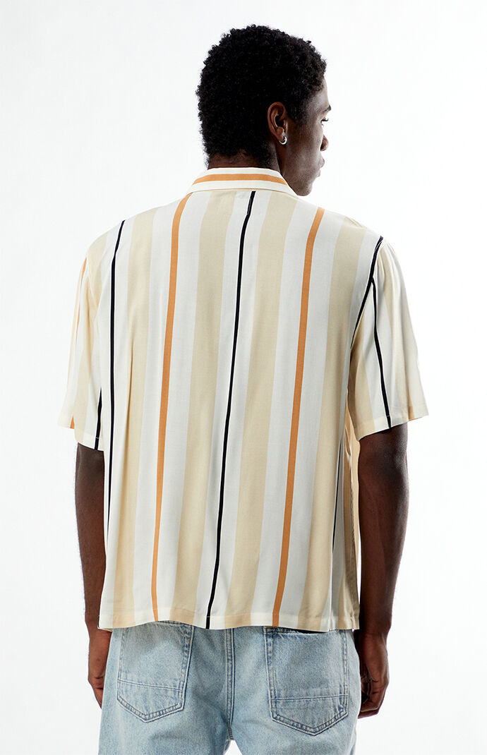 Pacsun Cream Striped Oversized Camp Shirt
