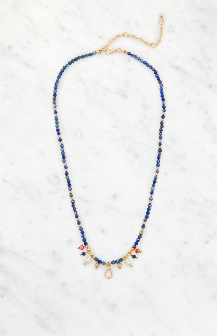 Beaded Necklace in Navy