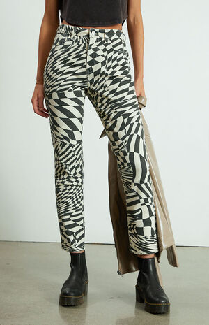 Black & White Printed&nbsp;Mom Jeans image number 2