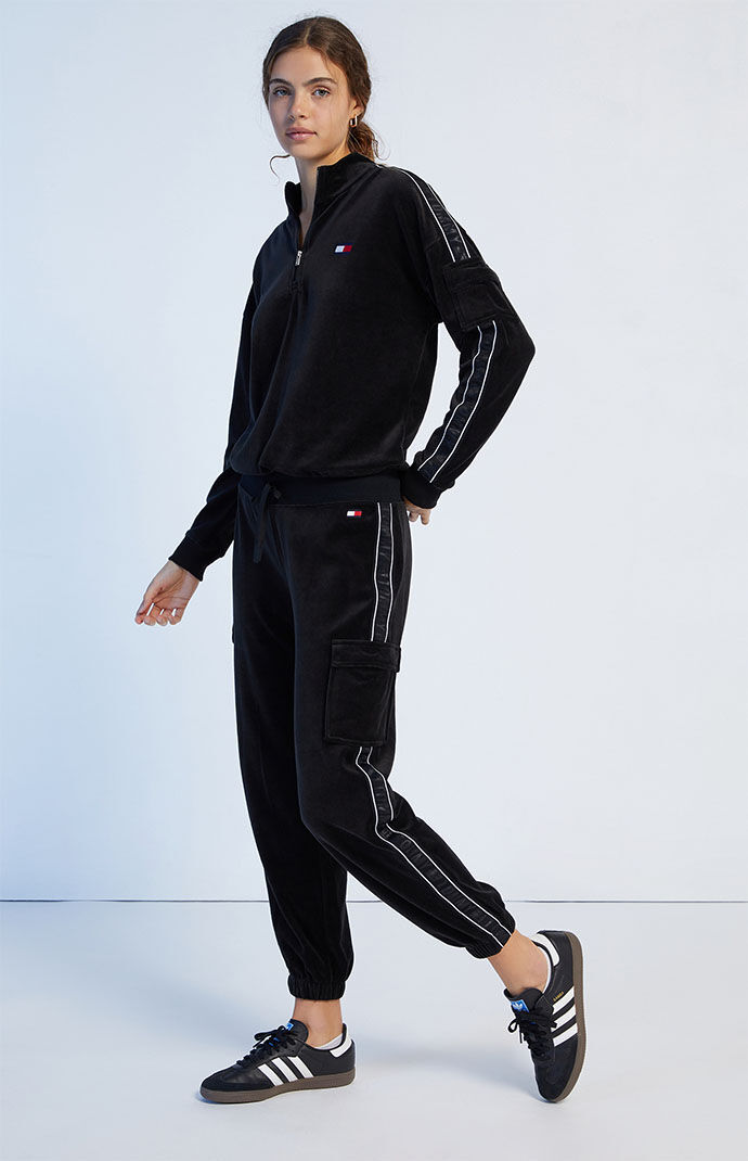 Tommy Hilfiger Sport Velour Cropped Half Zip Sweatshirt PacSun