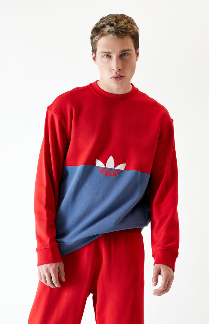 Red & Blue Sliced Trefoil Crew Neck Sweatshirt