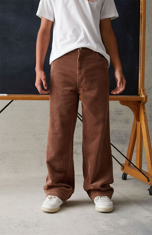 Brown Corduroy Baggy Cargo Jeans image number 3