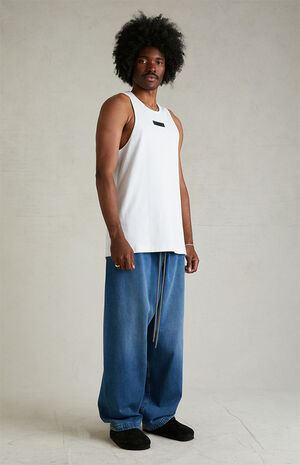 White Ribbed Tank Top image number 6