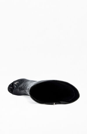 Women's Camilla Black Croc Wedge Boots image number 4