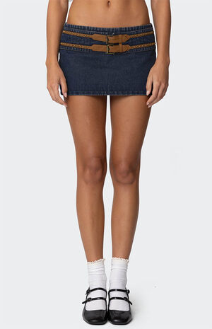 Sky Double Buckle Denim Mini Skort image number 4
