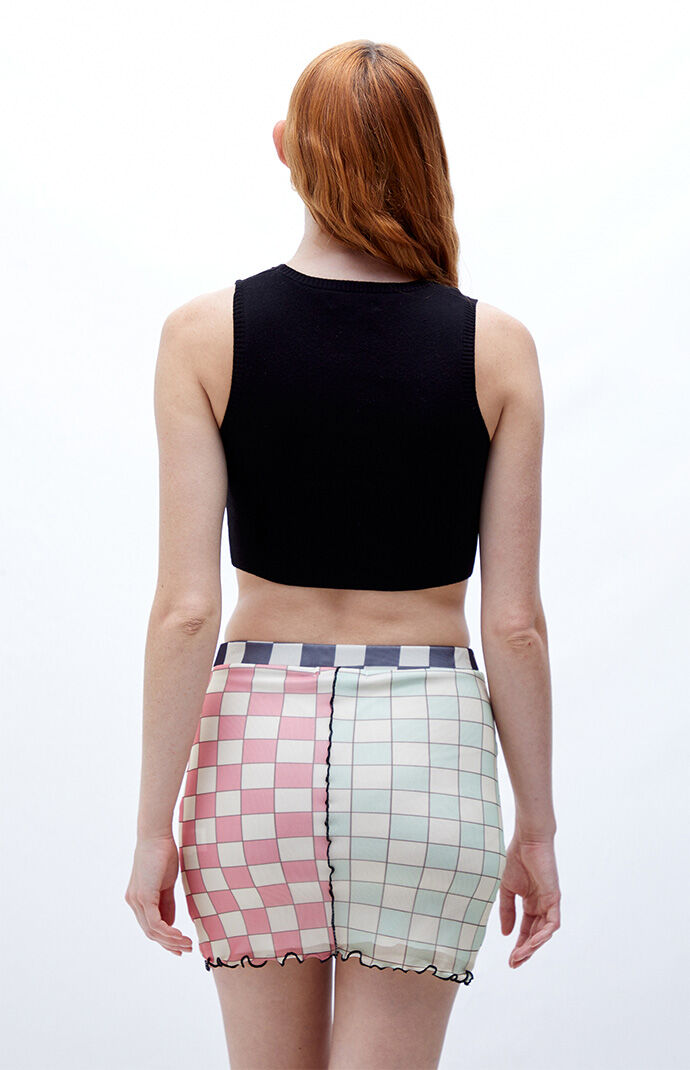 Pink plaid deals skirt pacsun