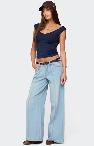Charlie Panel Stitch Low Rise Jeans image number 1