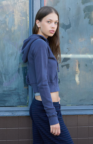 Blue Crystal Zip Up Hoodie image number 2