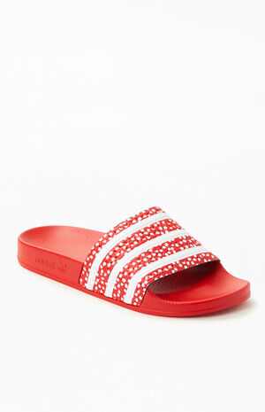 Women's Red & Polka Adilette Slide Sandals | PacSun