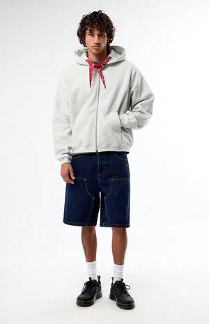 by Pacsun Dark Blue Knee Panel Baggy Denim Shorts image number 5