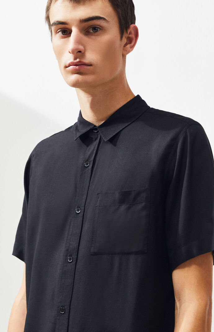 Solid Short Sleeve Button Up Shirt