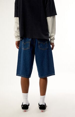 Dark Blue 470 Baggy Jean Shorts image number 4