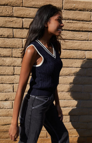 John Galt Blue u0026 White Sweater Vest | PacSun