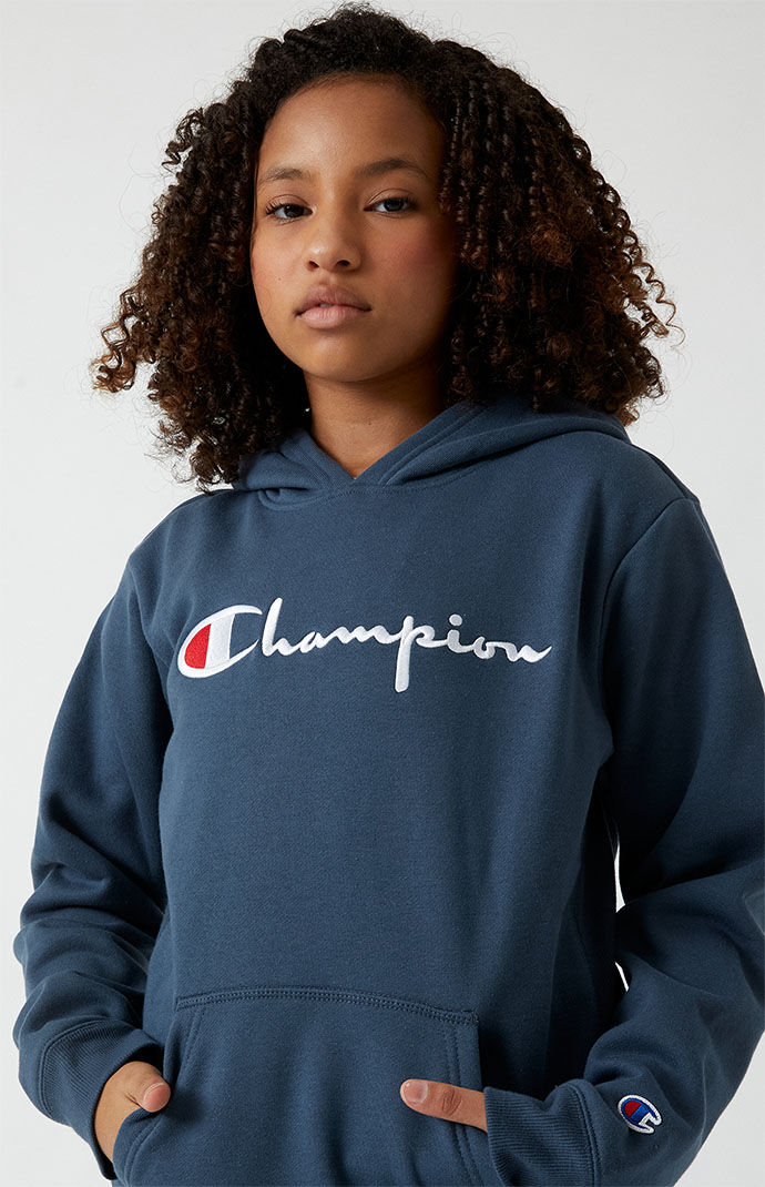 Champion script logo hoodie women's hotsell