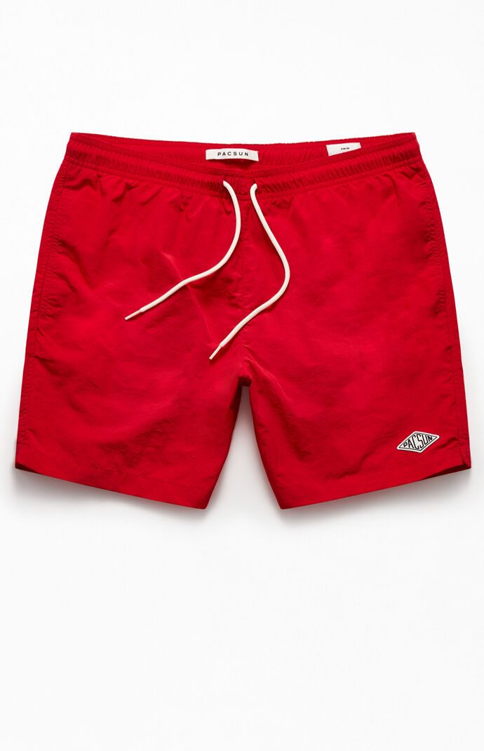 Racing Red 17" Swim Trunks