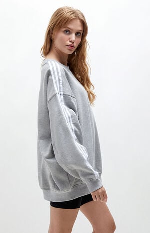 Oversized 3 Stripe Crew Neck Sweatshirt image number 3