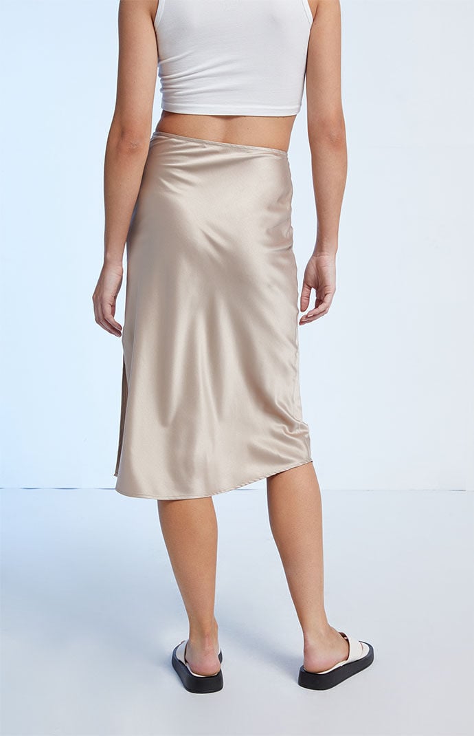 LA Hearts Rose Satin Midi Skirt | PacSun