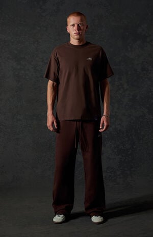 Brown Standard Fleece Wide Leg Sweatpants image number 2