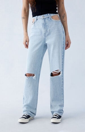 Eco Rhinestone '90s Boyfriend Jeans image number 3