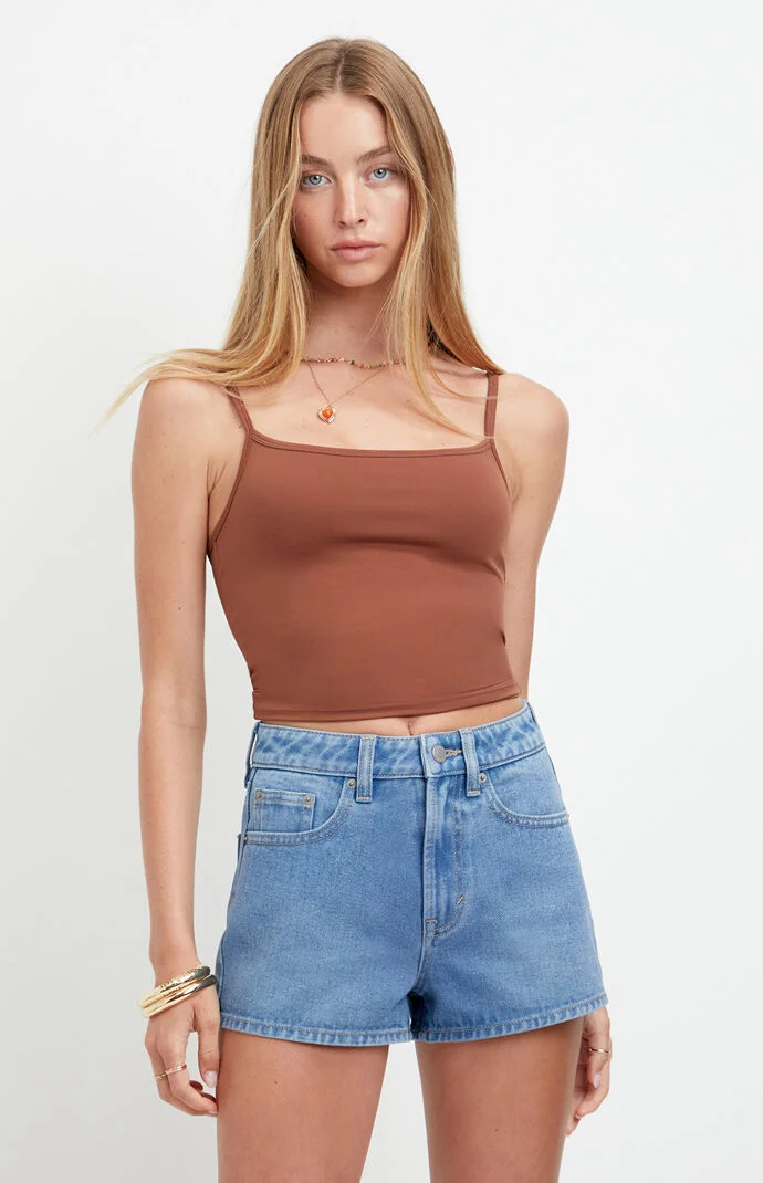 Pacsun Ivy High Waisted Festival Jean Shorts Zip Fly Medium Blue