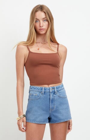 Ivy High Waisted Festival Jean Shorts Zip Fly Medium Blue image number 1