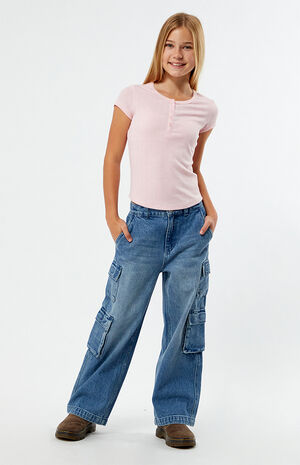 Light Pink Henley Skimmer Top image number 4