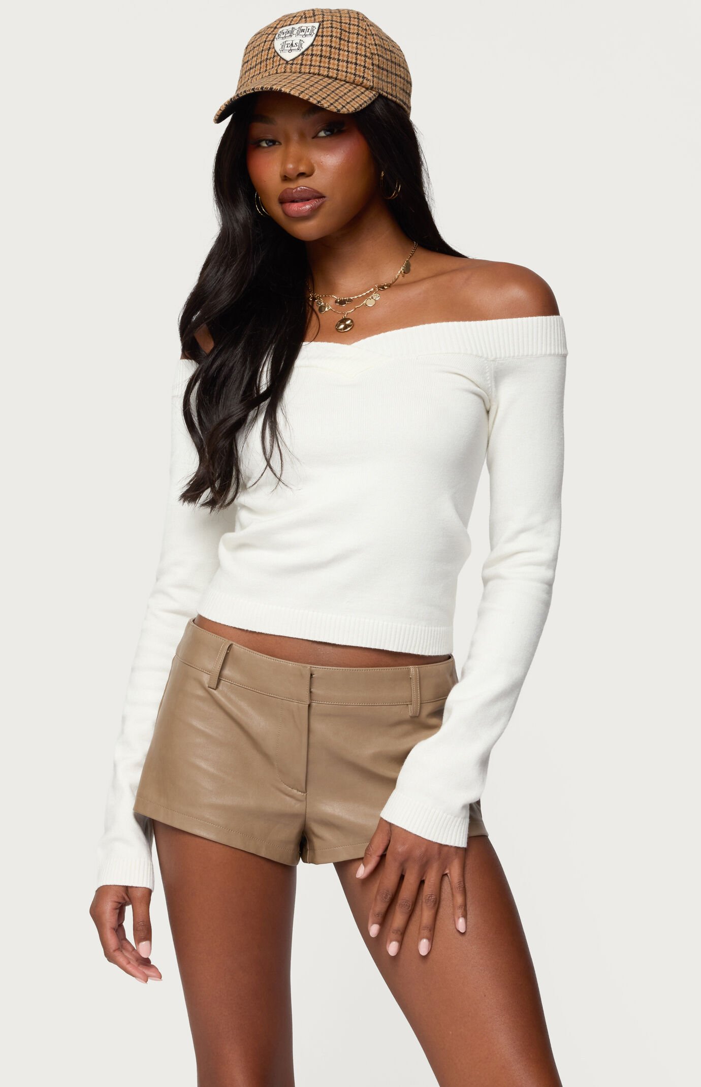 Edikted Leatrice Off Shoulder Knit Top