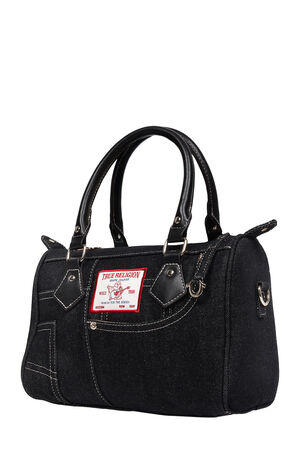 Black Denim Heritage Satchel Bag image number 3