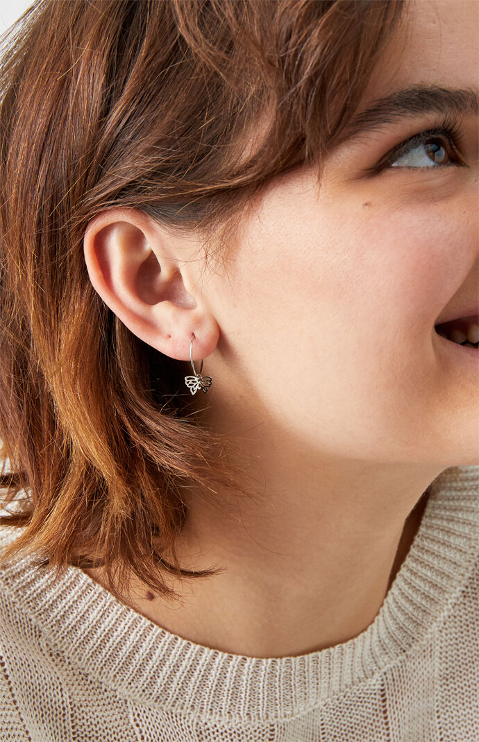Single Butterfly Hoop Earrings