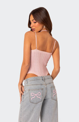 Lacey Knit Cut Out Bodysuit image number 5