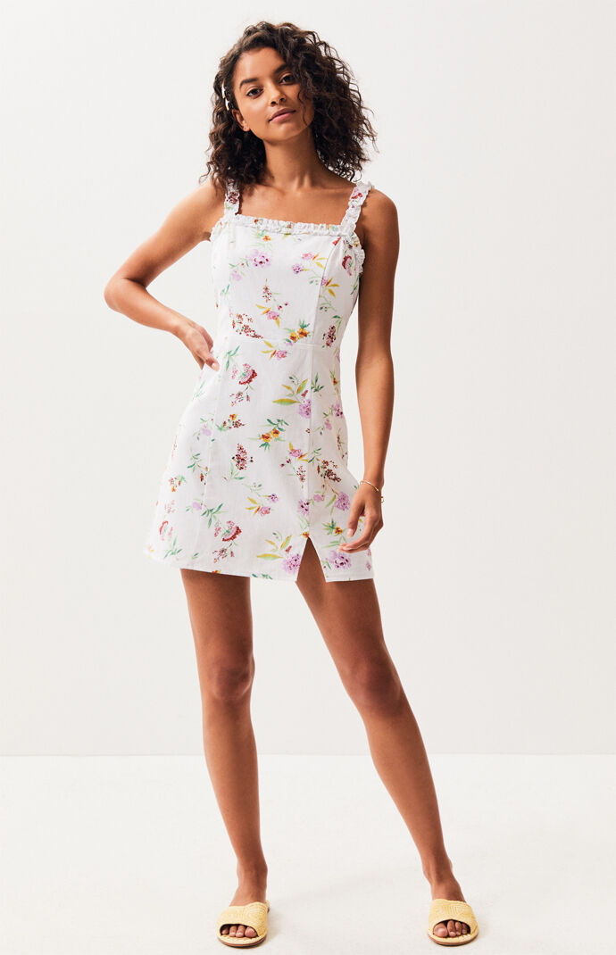 la hearts ruffle linen mini dress