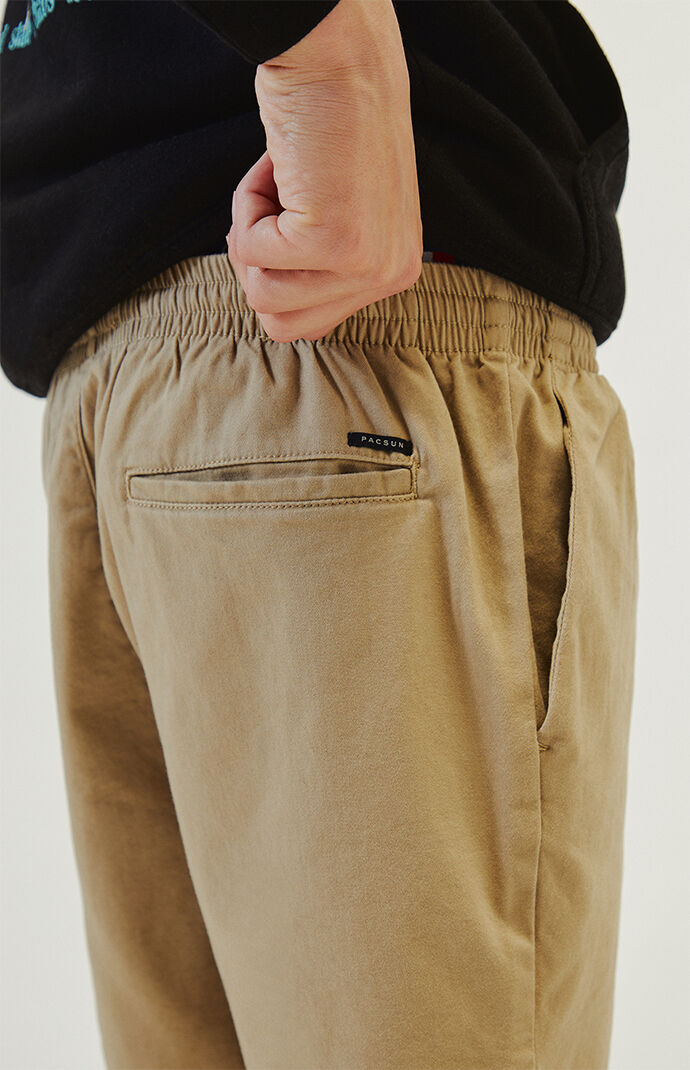 Khaki Stretch Twill Volley Shorts