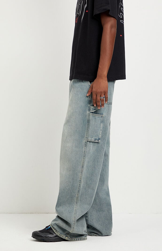 Pacsun Blake Extreme Baggy Jeans Carpenter Medium Blue Tint