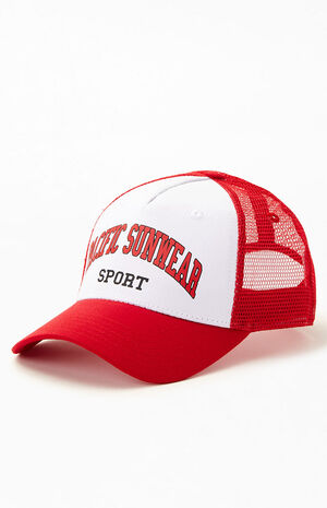 Red Pacific Sunwear Sport Trucker Hat image number 4